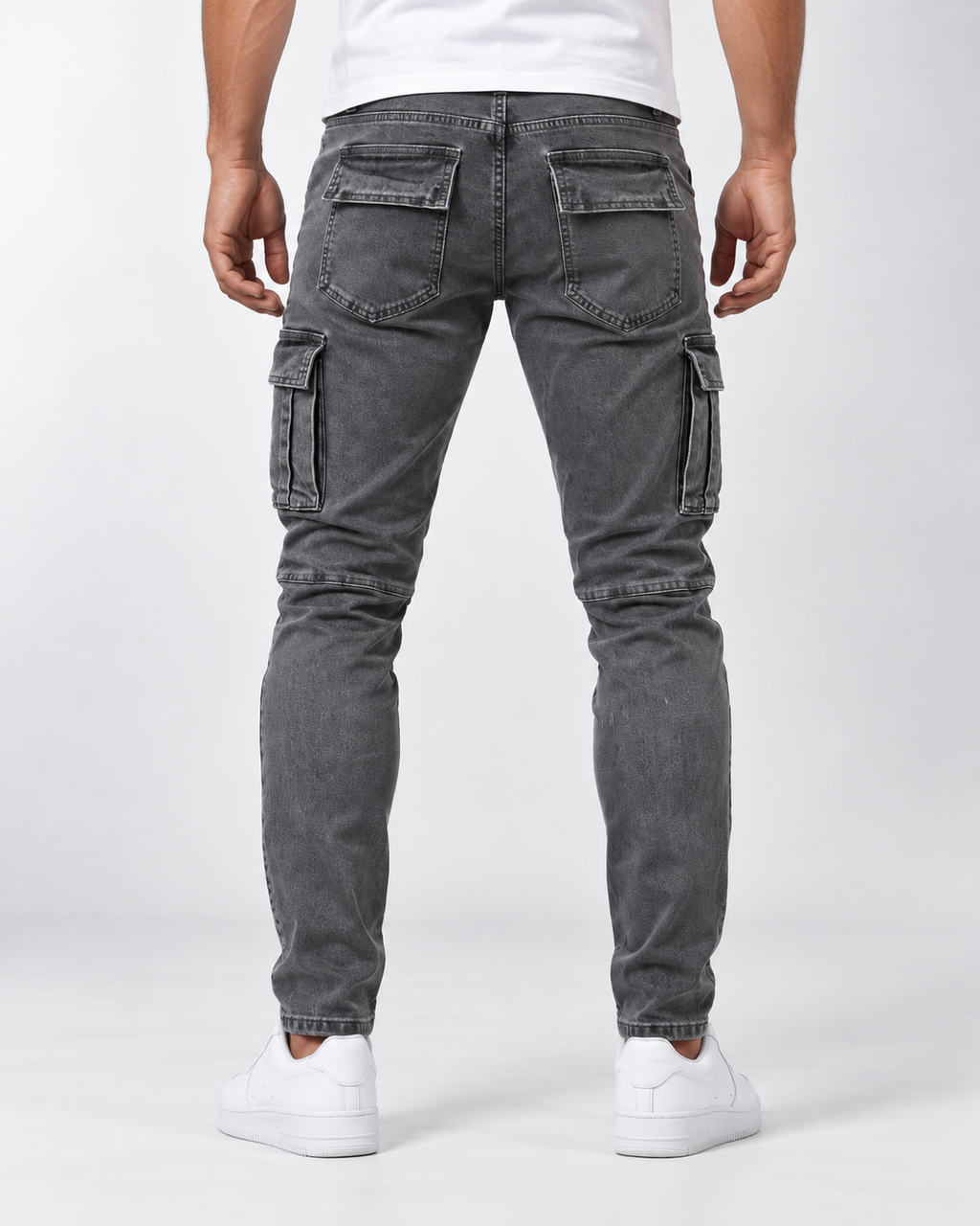 Men's Cargo Trousers Stretch Denim – Multiple Cargo Pockets, Streamlined Fit