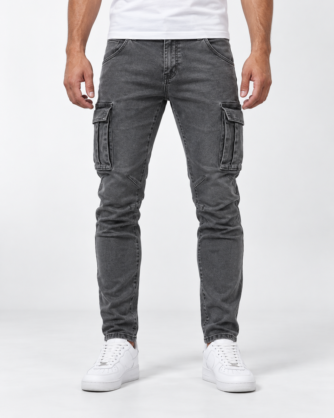 Men's Cargo Trousers Stretch Denim – Multiple Cargo Pockets, Streamlined Fit