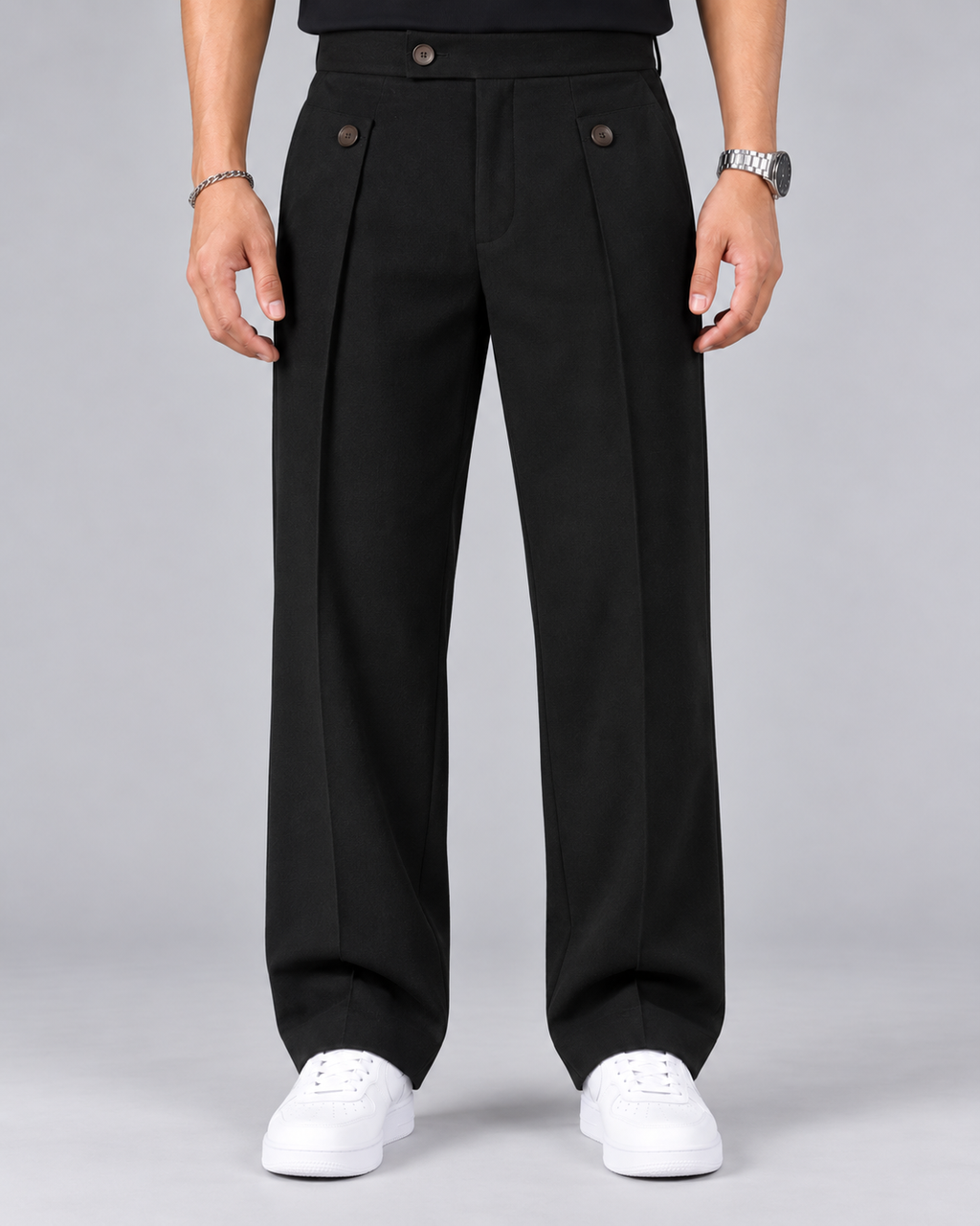 Men's Smart Trousers  – Wrinkle-Resistant, Straight-Leg Fit