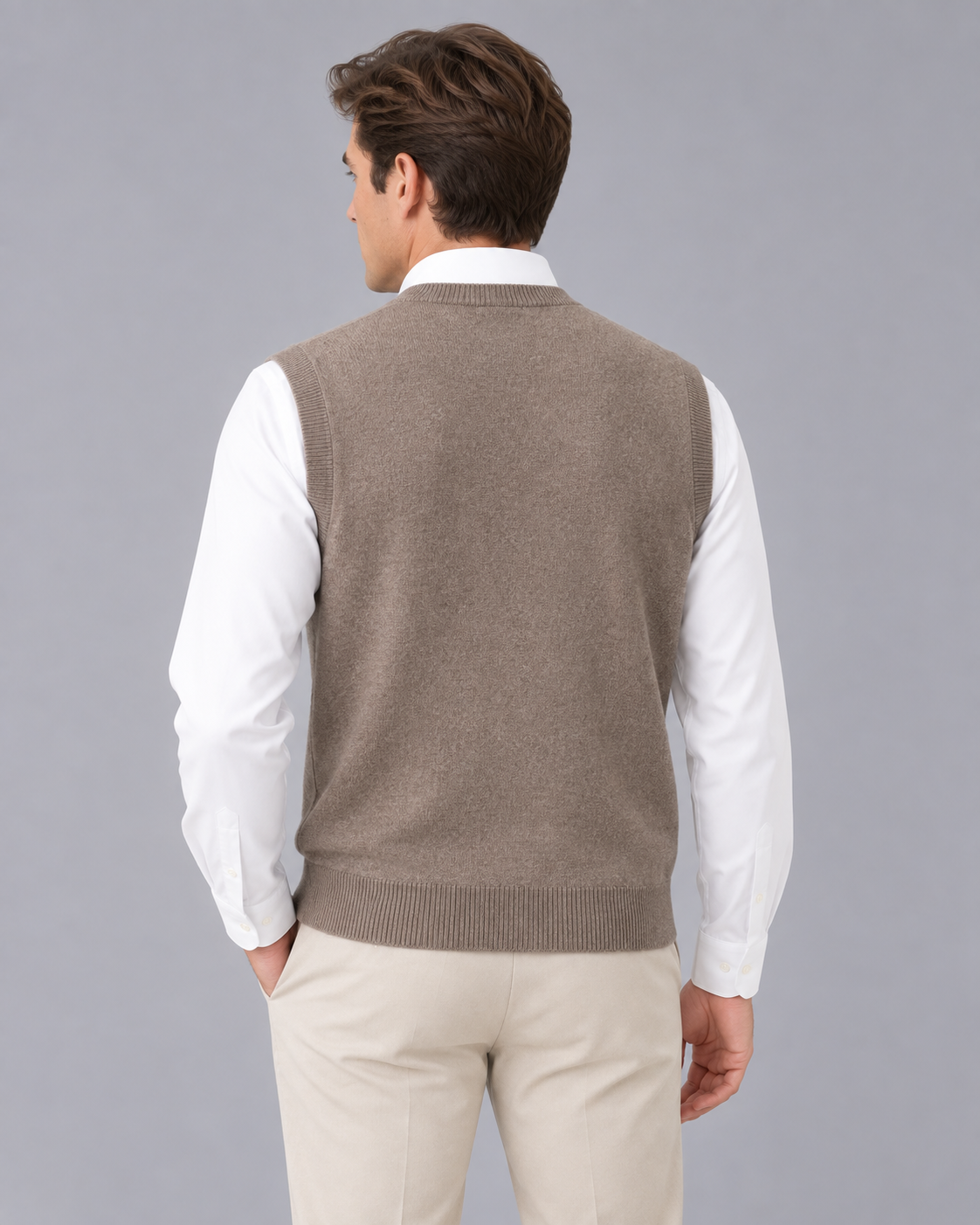 Men's Sleeveless Jumper 100% Merino Wool – V-Neck Design