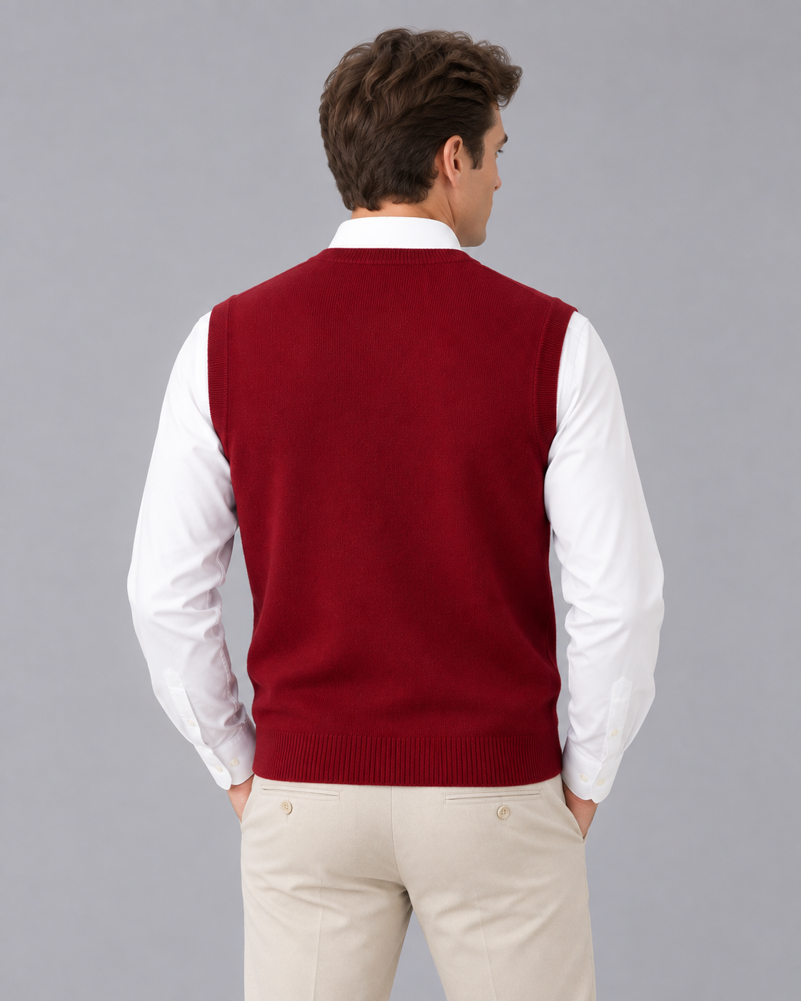 Men's Sleeveless Jumper 100% Merino Wool – V-Neck Design