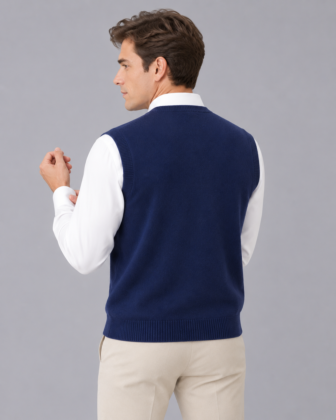 Men's Sleeveless Jumper 100% Merino Wool – V-Neck Design