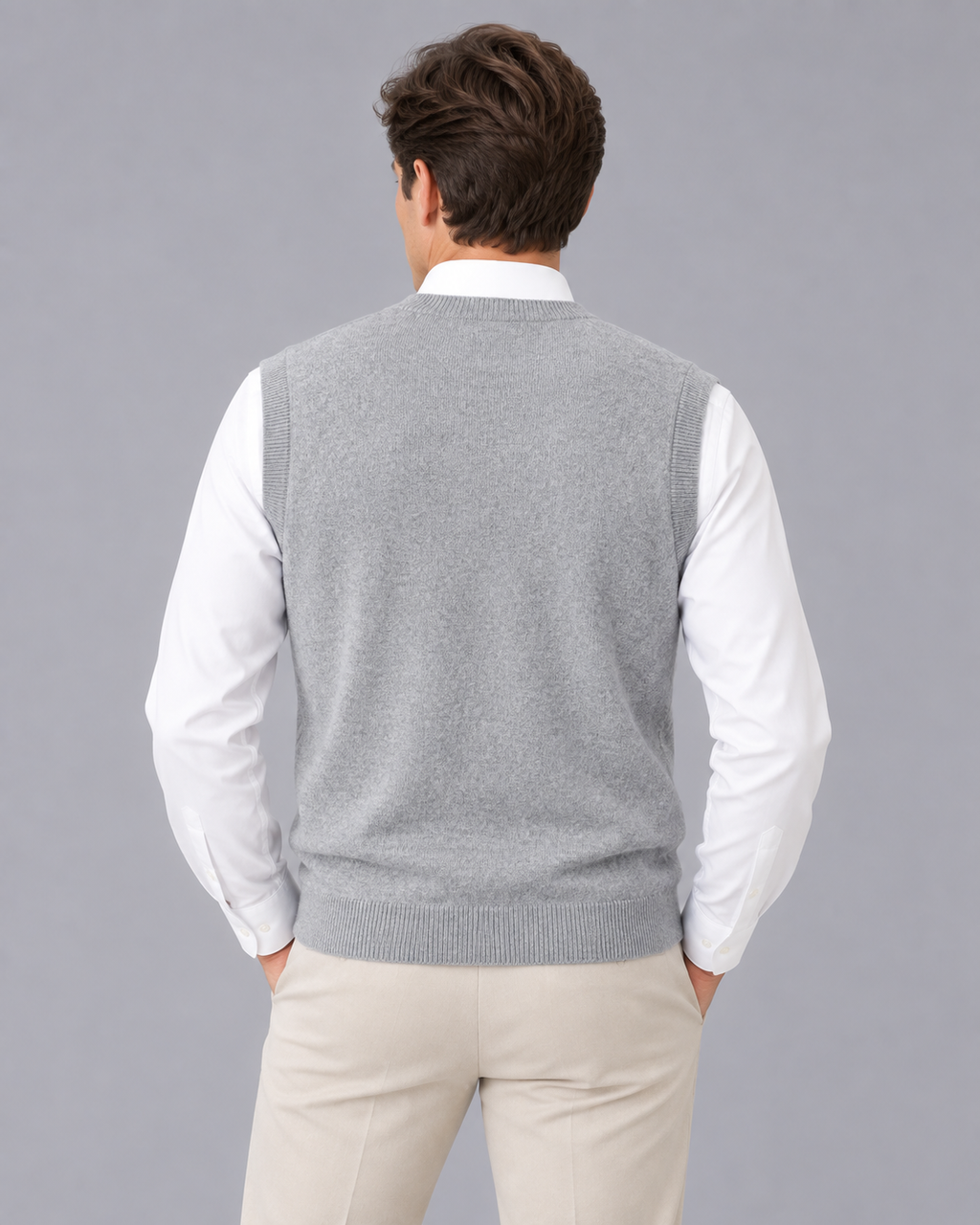Men's Sleeveless Jumper 100% Merino Wool – V-Neck Design