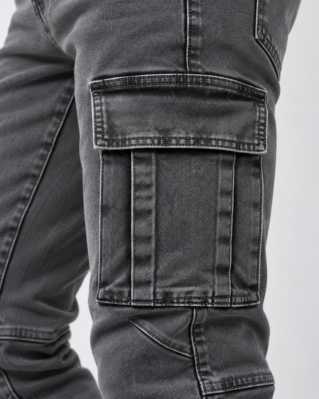 Men's Cargo Trousers Stretch Denim – Multiple Cargo Pockets, Streamlined Fit