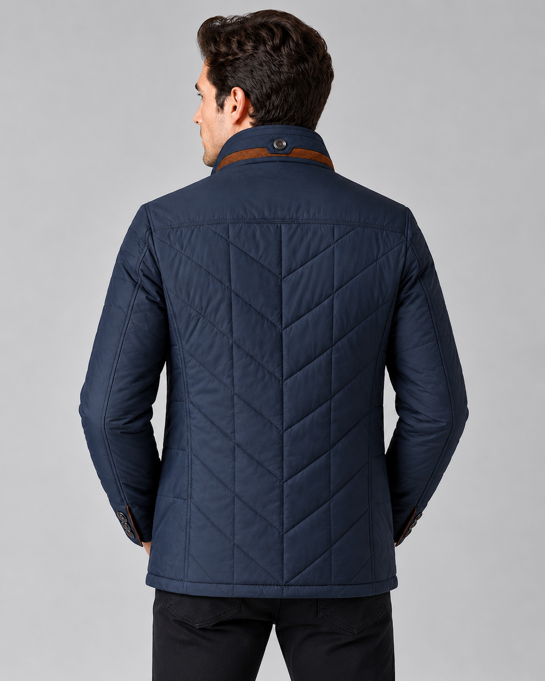 Men's Quilted Jacket – Stand Collar and Zip Front