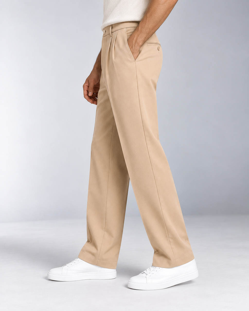 Men's Tailored Trousers – Pleated Front, Straight-Leg