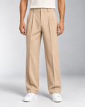 Men's Tailored Trousers – Pleated Front, Straight-Leg